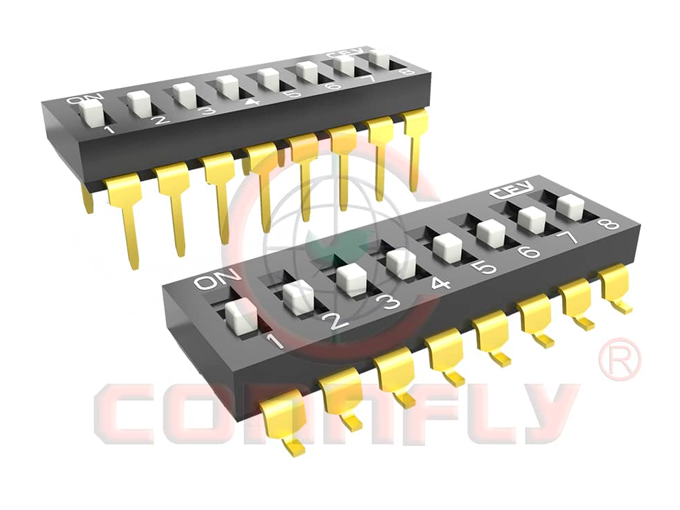 SWD4-8 (DS-8S)(DS1040-01-8) SMD 8 поз. шаг 2.54мм переключатель CONNFLY (арт. 017139)