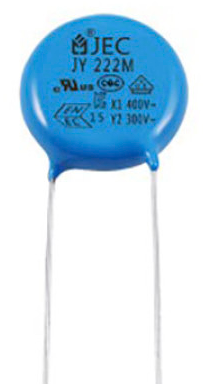 2200пф 300VAC 20% ClassY2 Y5V P=7.5мм конденсатор JEC JY222M2FY5VS7.5L (арт. 210945)
