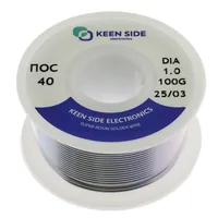 Припой Sn40/Pb60-d1.0-100g ПОС 40 — KEEN SIDE