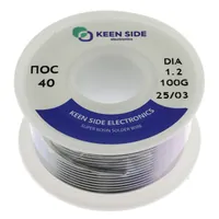 Припой Sn40/Pb60-d1.2-100g ПОС 40 — KEEN SIDE