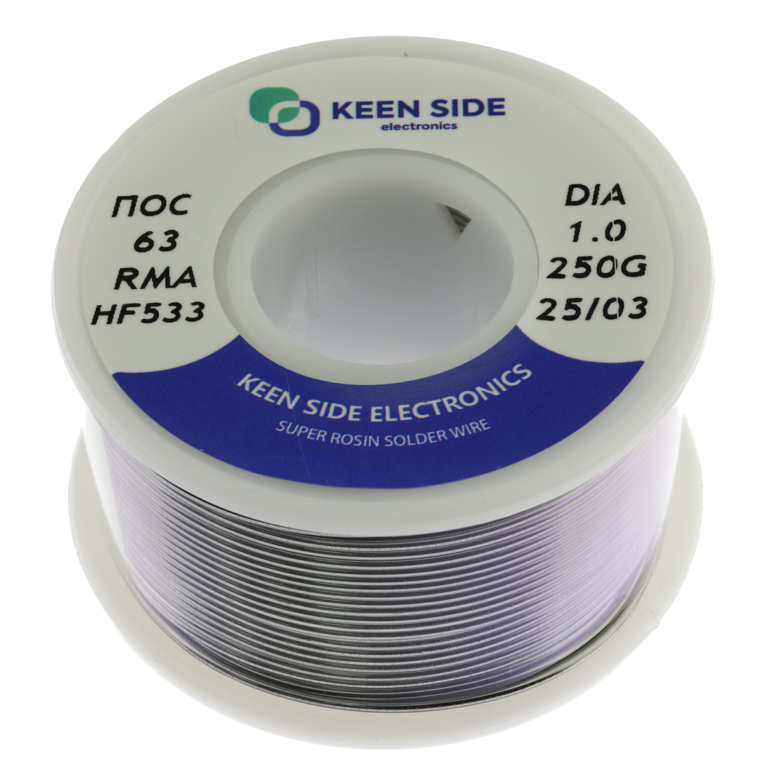 Припой Sn63/Pb37-d1.0-250g flux RMA KS533 ПОС 63