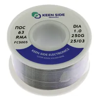 Припой Sn63/Pb37-d1.0-250g flux RMA KS5005 ПОС 63 — KEEN SIDE