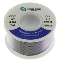 Припой Sn63/Pb37-d1.0-250g flux RMA KS-6 ПОС 63 — KEEN SIDE