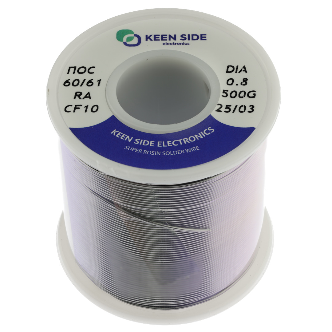 Припой Sn60/Pb40-d0.8-500g flux RA KS10 ПОС 60/61