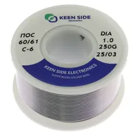 Припой Sn60/Pb40-d1.0-250g flux RMA KS-6 ПОС 60/61 — KEEN SIDE