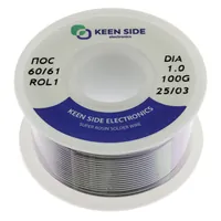 Припой Sn60/Pb40-d1.0-100g flux ROL1 ПОС 60/61 — KEEN SIDE
