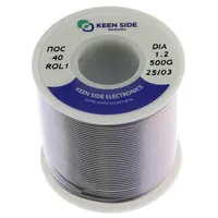 Припой Sn40/Pb60-d1.2-500g flux ROL1 ПОС 40 — KEEN SIDE