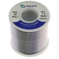 Припой Sn40/Pb60-d1.5-500g flux ROL1 ПОС 40 — KEEN SIDE