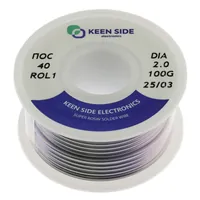 Припой Sn40/Pb60-d2.0-100g flux ROL1 ПОС 40 — KEEN SIDE