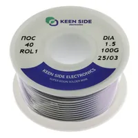 Припой Sn40/Pb60-d1.5-100g flux ROL1 ПОС 40 — KEEN SIDE