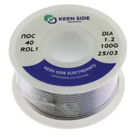 Припой Sn40/Pb60-d1.2-100g flux ROL1 ПОС 40 — KEEN SIDE