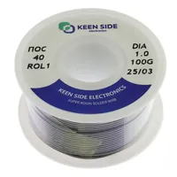 Припой Sn40/Pb60-d1.0-100g flux ROL1 ПОС 40 — KEEN SIDE