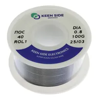 Припой Sn40/Pb60-d0.8-100g flux ROL1 ПОС 40 — KEEN SIDE