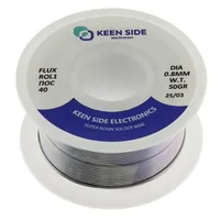 Припой Sn40/Pb60-d0.8-50g flux ROL1 ПОС 40 — KEEN SIDE