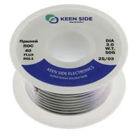 Припой Sn40/Pb60-d2.0-50g flux ROL1 ПОС 40 — KEEN SIDE