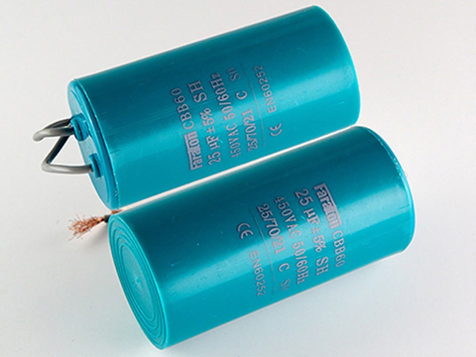 25мкф 450VAC 5% (42Х80) 50-60Hz CBB60-K гибк.выв. пусковой конденсатор FARATON CBB60-K256J450V042080 (арт. 293001)