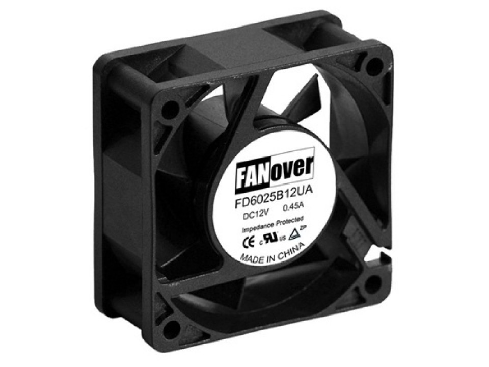 вентилятор 60х60х25мм 12В FD6025S12M2 DC (скольжения) FANOVER (арт. 210884)